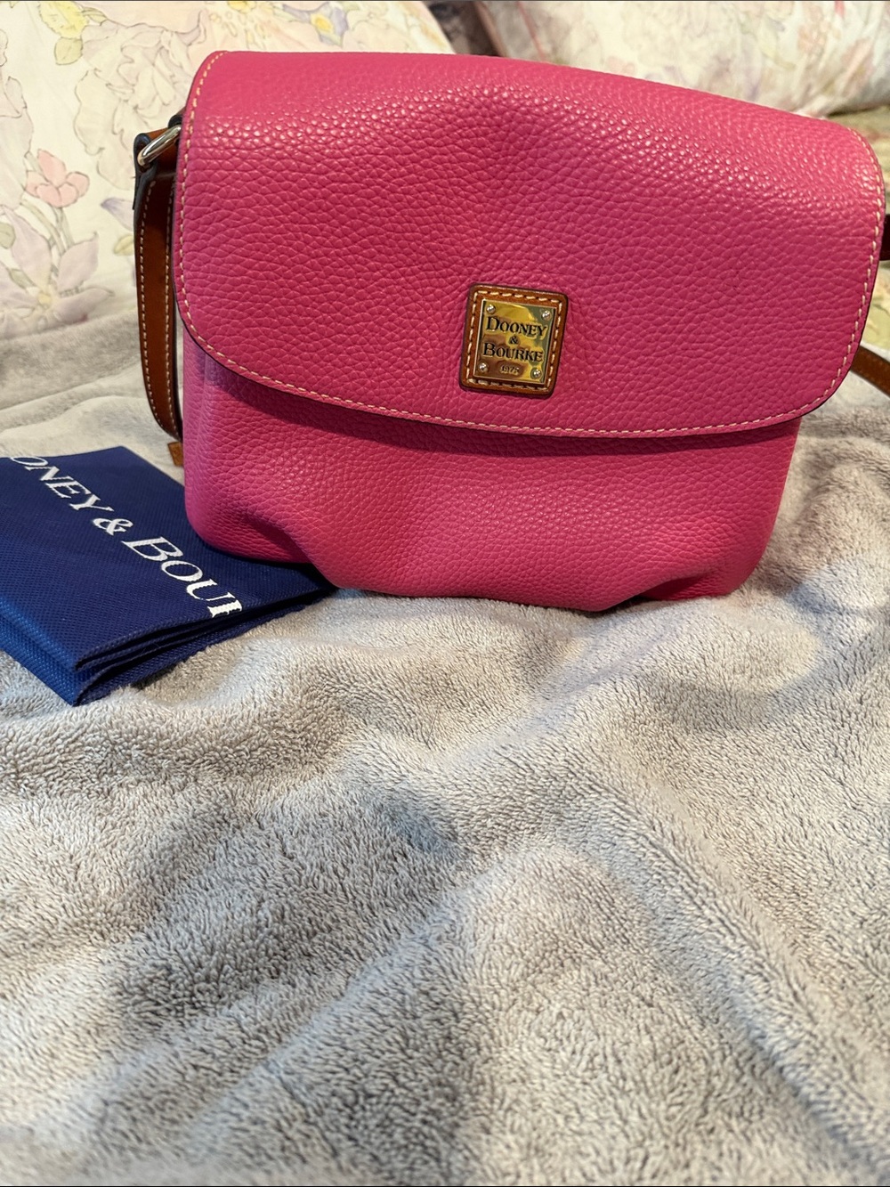 Dooney & Bourke Pebble Leather Reina Crossbody in Fuchsia Pink